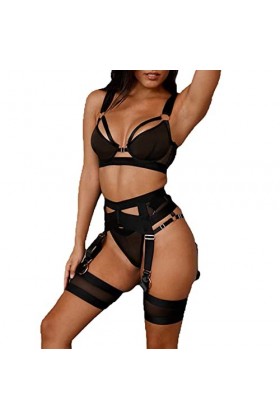 liaddkv Sous-vêtements sexy en maille creuse sexy, Noir , S