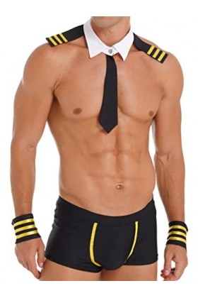 ranrann Déguisement Marin Homme Sexy Cosplay Uniforme Costume Policier Tenue Erotisme Lingerie Ensemble Sous-vêtement Clubwea