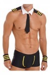 ranrann Déguisement Marin Homme Sexy Cosplay Uniforme Costume Policier Tenue Erotisme Lingerie Ensemble Sous-vêtement Clubwea
