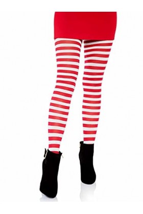 Leg Avenue Femme Leg Avenue Collant Rayures 2 Tons costume hosiery, Blanc/Rouge, 1X2X EU