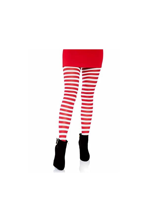 Leg Avenue Femme Leg Avenue Collant Rayures 2 Tons costume hosiery, Blanc/Rouge, 1X2X EU