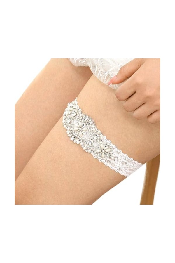 IYOU Brillant Cristal Mariée Jarretière bling Strass Ceintures de Jambe Mariage De Mariée Bal de Promo Dentelle Jarretière po