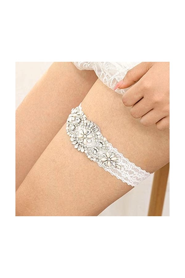 IYOU Brillant Cristal Mariée Jarretière bling Strass Ceintures de Jambe Mariage De Mariée Bal de Promo Dentelle Jarretière po