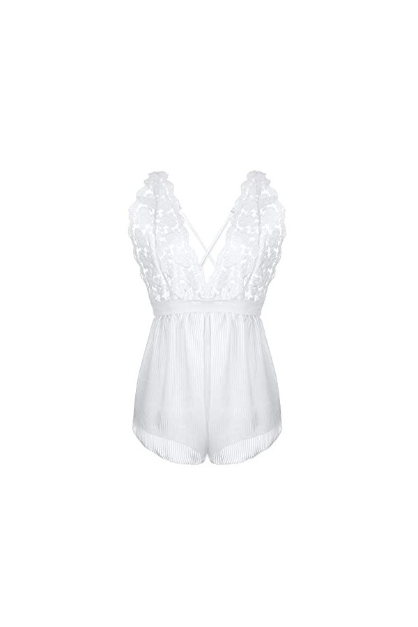 sous-vêtements polyester sans fil maison femme jeux de rôle lingerie, Blanc., L