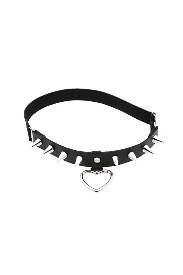 Greabuy Chaîne Cuisse en Cuir PU Ceinture Antidérapante Élastique avec Décor Cœur Harnais Accessoires Jambe Boîte Nuit pour F