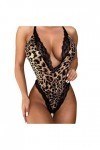 Fulidngzg Body sexy en dentelle pour femme - Nuisette noire - Grandes tailles avec trou - Sous-vêtement sexy - Ouvert - Linge