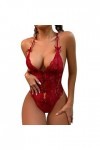 Lingerie sexy pour femme - Grande taille - Entrejambe ouverte - Noir - Sous-vêtements sexy - Tenue Curvy Babydoll - Body avec