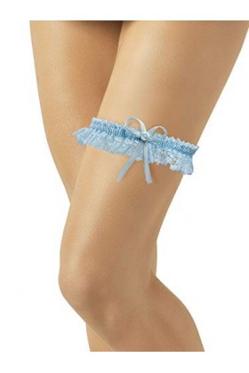 Jarretière de Mariage- Élastique Jarretière Mariée-Dentelle Élastique-Avec Petit Nœud en Satin Délicat- SOMETHING BLUE-Robe d