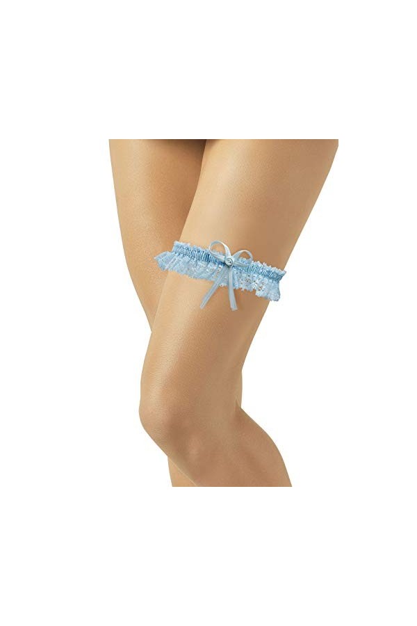 Jarretière de Mariage- Élastique Jarretière Mariée-Dentelle Élastique-Avec Petit Nœud en Satin Délicat- SOMETHING BLUE-Robe d