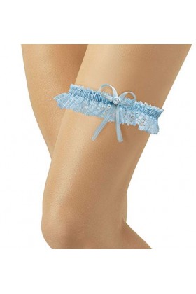 Jarretière de Mariage- Élastique Jarretière Mariée-Dentelle Élastique-Avec Petit Nœud en Satin Délicat- SOMETHING BLUE-Robe d