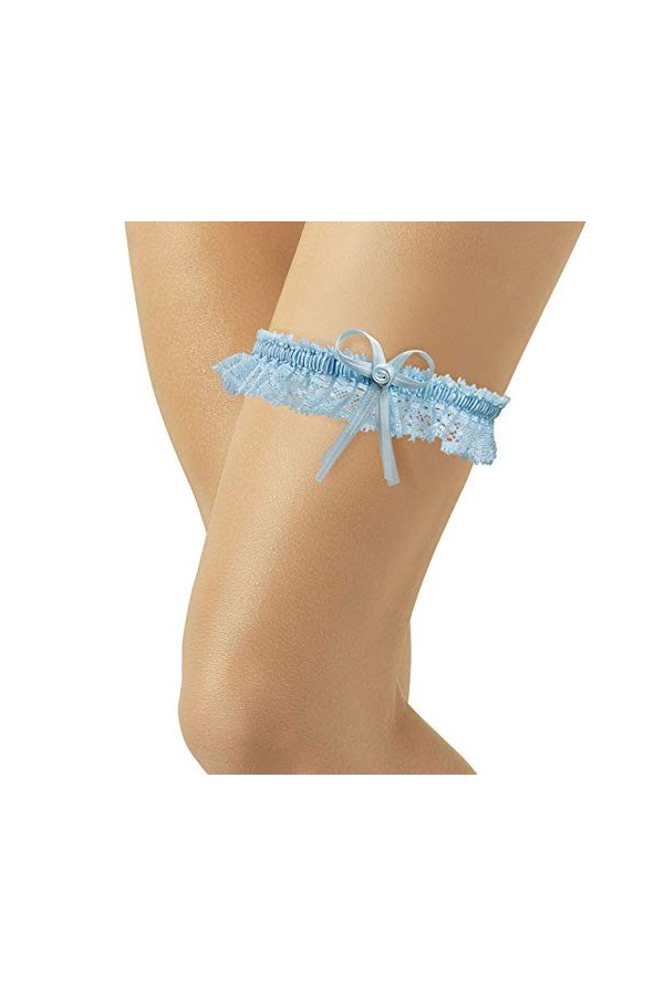 Jarretière de Mariage- Élastique Jarretière Mariée-Dentelle Élastique-Avec Petit Nœud en Satin Délicat- SOMETHING BLUE-Robe d