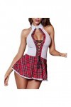 Costume Sexy Femme Écolière Costumes Femme Babydoll Ensembles de Lingerie Mignon Jeu Rôle Body Vêtements Dormir avec Mini Jup