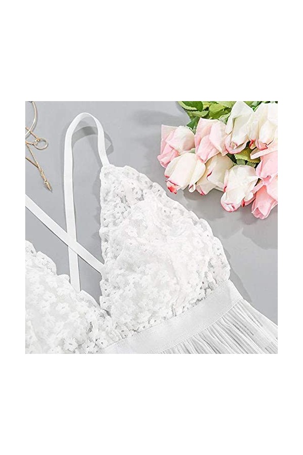 sous-vêtements polyester sans fil maison femme jeux de rôle lingerie, Blanc., XL