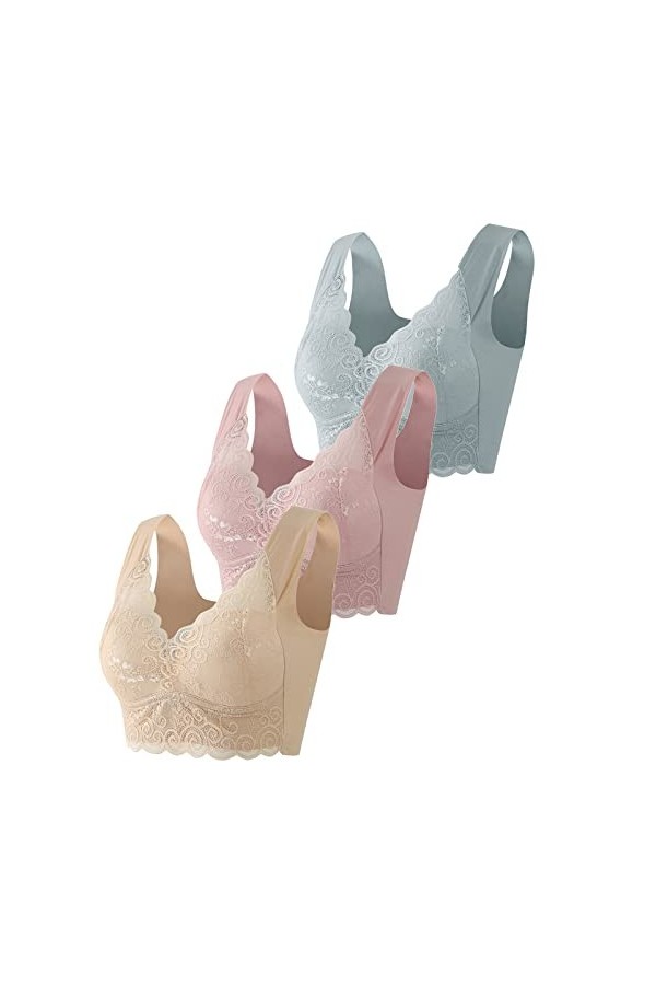 HANXIULIN Soutien-gorge de sport rembourré à fermeture avant pour femme - Dos croisé - Bonnets non rembourrés à lavant - Sol