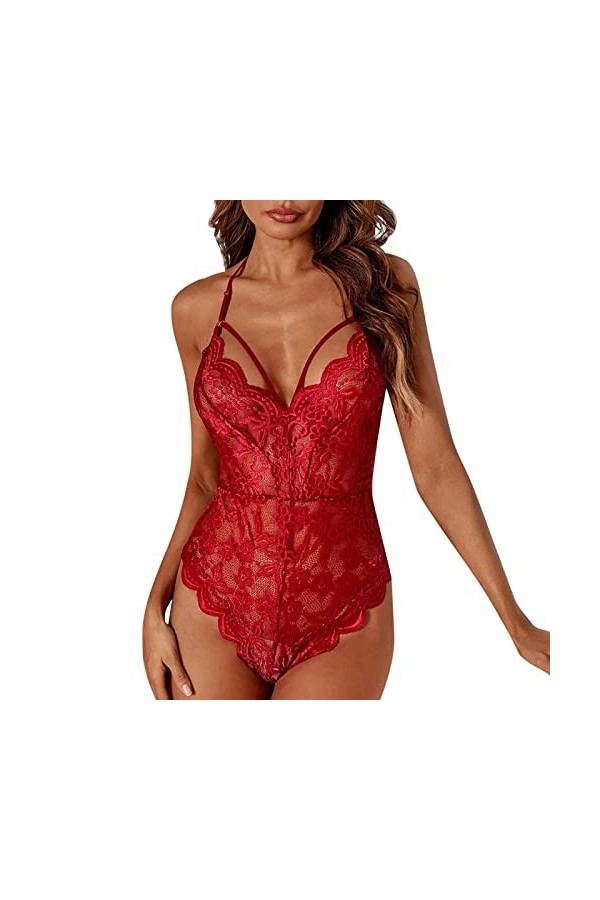 Fulidngzg Body sexy pour femme - Entrejambe ouvert - Dentelle - Lingerie sexy - Nuisette - Nuisette - Lingerie sexy - Tenue a