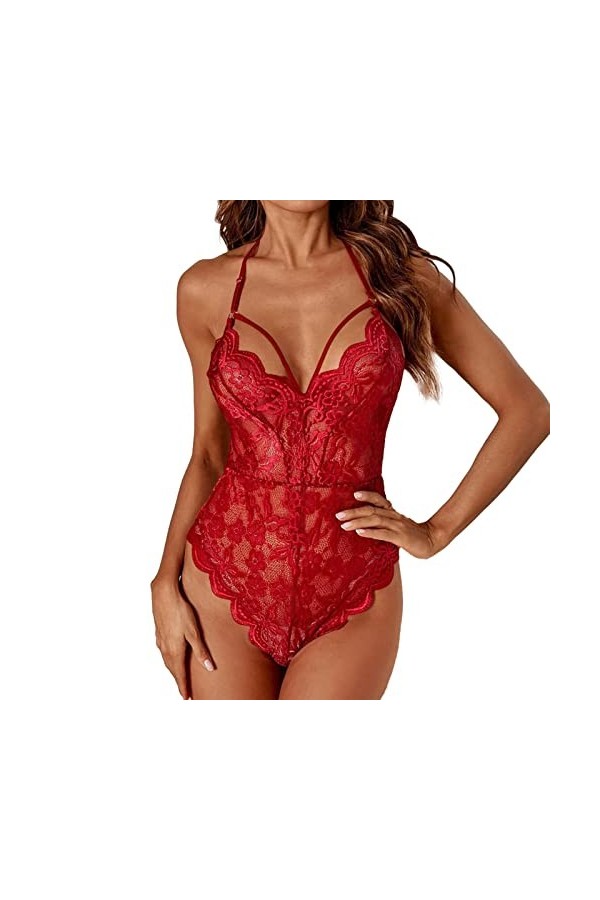 Fulidngzg Body sexy pour femme - Entrejambe ouvert - Dentelle - Lingerie sexy - Nuisette - Nuisette - Lingerie sexy - Tenue a