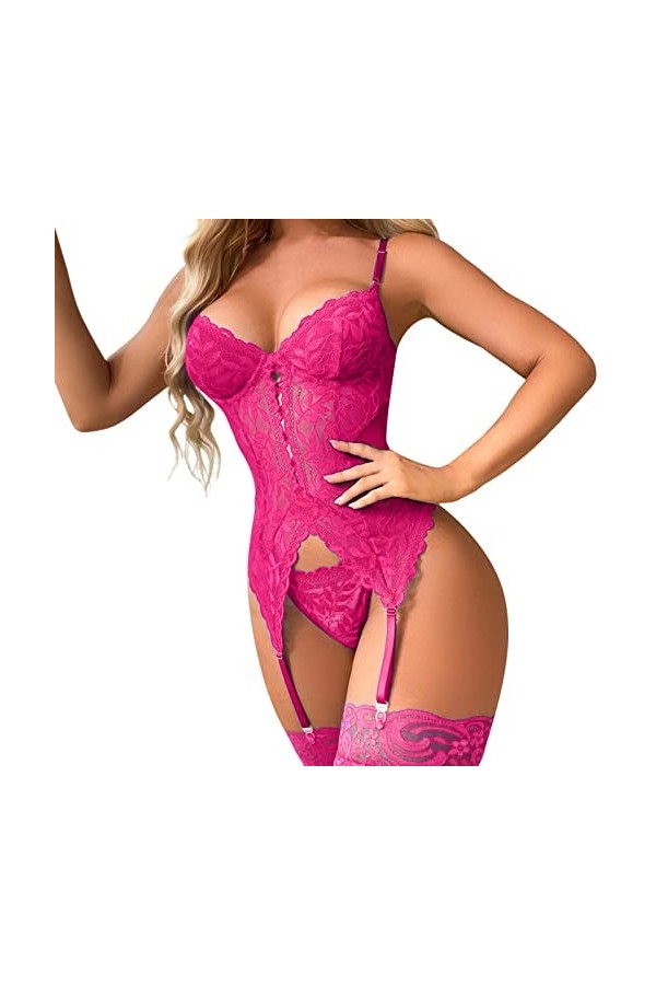 Zannycn Ensemble de lingerie sexy pour femme - Ensemble de lingerie érotique en dentelle - Soutien-gorge et culotte érotiques