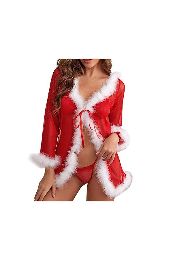 Fulidngzg Tenue sexy pour femme - Lingerie de Noël extrêmement charmante - Robe de Noël - Robe de Noël érotique - XXL - Ensem