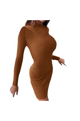 YANFJHV Robe décontractée moulante moulante moulante pour femme - Robe crayon sexy en jersey - Robe tunique funky - Robe pull