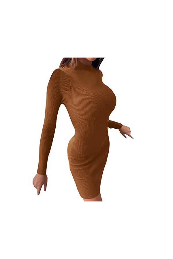 YANFJHV Robe décontractée moulante moulante moulante pour femme - Robe crayon sexy en jersey - Robe tunique funky - Robe pull