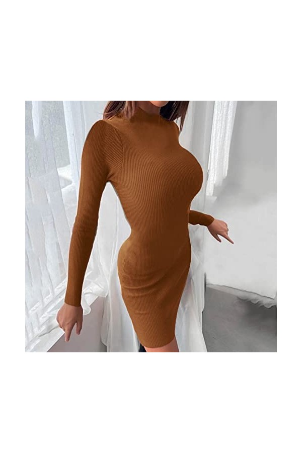 YANFJHV Robe décontractée moulante moulante moulante pour femme - Robe crayon sexy en jersey - Robe tunique funky - Robe pull