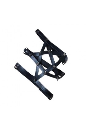 Black Sugar Unité Harnais Anneau Clous de Jambe en Cuir Double rangée Femme émotionnelle PU tête de Chat Pentagramme de Jambe