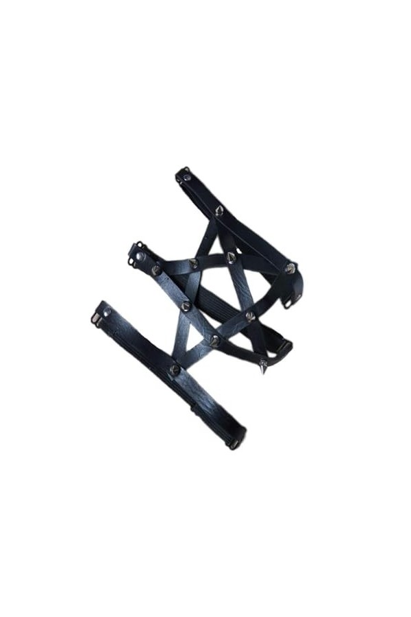 Black Sugar Unité Harnais Anneau Clous de Jambe en Cuir Double rangée Femme émotionnelle PU tête de Chat Pentagramme de Jambe