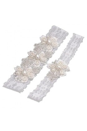 Luxylei Jarretière De Mariée De Mariage 1 Paire, Ceinture De Jarretelles De Jambe Florale Brodée, Extensible, Fête De Bal De 