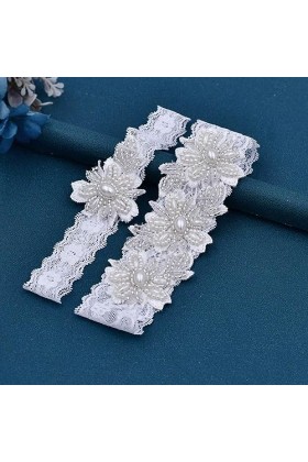 Luxylei Jarretière De Mariée De Mariage 1 Paire, Ceinture De Jarretelles De Jambe Florale Brodée, Extensible, Fête De Bal De 