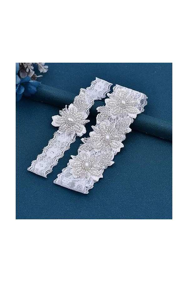 Luxylei Jarretière De Mariée De Mariage 1 Paire, Ceinture De Jarretelles De Jambe Florale Brodée, Extensible, Fête De Bal De 