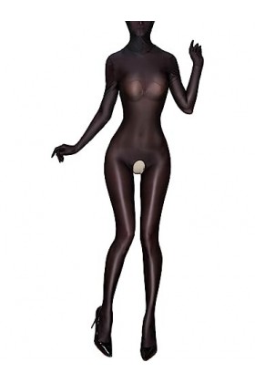 Alvivi Femme Bodysuit Brillant Ouvert Entrejambe Bodystocking Catsuit Lingerie Nuisette Sexy Erotique Combinaison Manches Lon