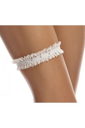 Jarretière de Mariage-Élastique Jarretière de Mariée-Dentelle Élastique Douce-Trois Strass Délicats - MUST HAVE - Accessoires