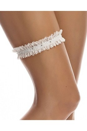 Jarretière de Mariage-Élastique Jarretière de Mariée-Dentelle Élastique Douce-Trois Strass Délicats - MUST HAVE - Accessoires