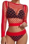 Buitifo Femme Lingerie Sensuelle Mesh Creuser Mini Robe Sexy Nuisette Babydoll de pêche Corset sous-Vêtement Taille Unique RW