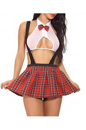 SOMTHRON Déguisement Ecolière 2 PCS Ensemble de Lingerie Sexy pour écolière et infirmière Sexy Ensemble Écolière Costume Cosp