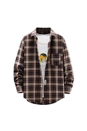 Manteau Homme Casual Chemise Carreaux Motif Hommes Manches Longues Veste de Travail Homme Casual Pas Cher Chemise à Carreaux 