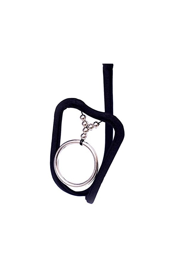 Gazechimp C-string Homme Sexy Ouvert Anneaux Visible Mankini Sous-vêtements Elastique - Anneau Argent Noir, Taille unique
