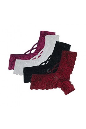 6pcs/4pcs Slip De Dentelle Sexy Strings Grande Taille Femmes Sexy Tangas Erotique Briefs Culottes Creux Dentelle élastique Te