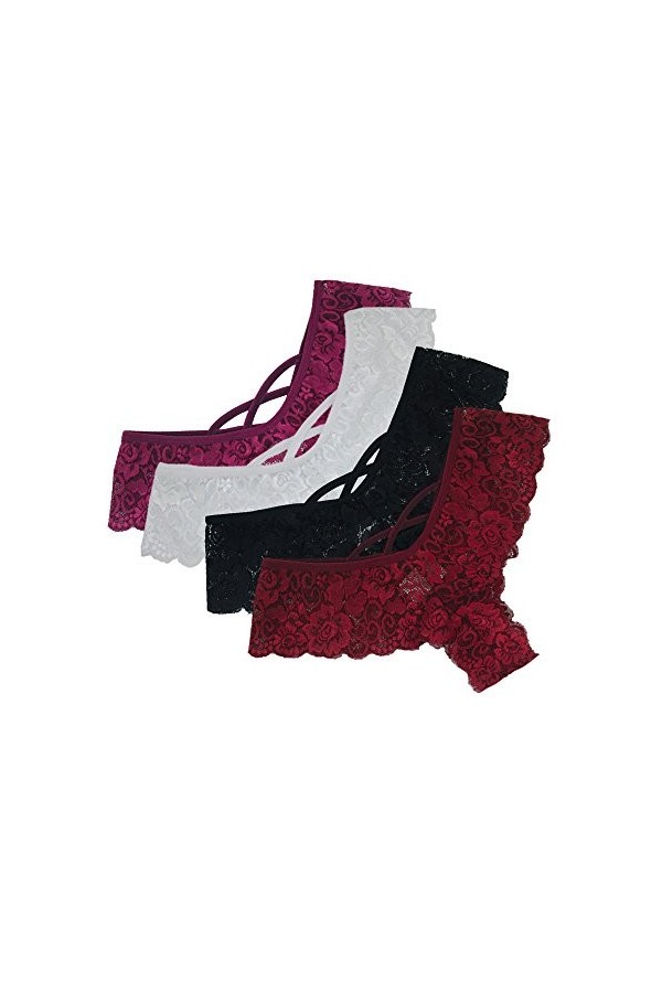6pcs/4pcs Slip De Dentelle Sexy Strings Grande Taille Femmes Sexy Tangas Erotique Briefs Culottes Creux Dentelle élastique Te