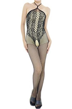 Combinaison Resille Ouverte – Lingerie Ultra Élastique – Noir – 40-75 kg