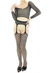 Combinaison Resille Ouverte – Lingerie Ultra Élastique – Noir – 40-75 kg