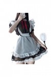 SNOMYRS Robe de soubrette japonaise - Tablier mignon Lolita à volants - Cosplay sexy - Lingerie pour chat