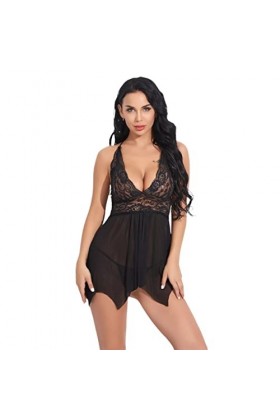 JINZIJINYU Nuisette Sexy Femme Dentelle Motif Sling Jupe Short Deux Pièces Costume Sexy Bleu Xxl