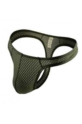 CHOUBAGUAI String creux en maille pour homme - Sous-vêtements sexy - Vert militaire - XL