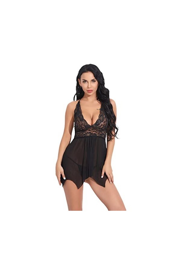 JINZIJINYU Nuisette Sexy Femme Dentelle Motif Sling Jupe Short Deux Pièces Costume Sexy Bleu Xxl