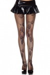 Music Legs MH50009BLKOS Collant Fantaisie Résille Motifs Fleuris Taille Unique