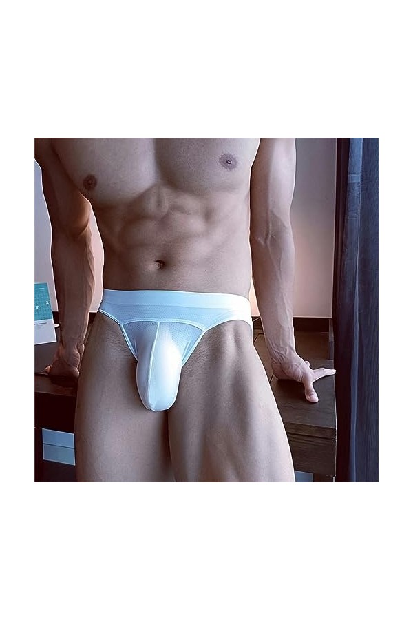DHaey sous-Vêtements Sexy Hommes Slips Hommes Slips Pénis Grande Poche Culotte Net Creux Slip Cueca Hombre Respirant Slip-Ble