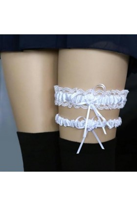 DOKLY Lot de 2 porte-jarretelles élastiques en dentelle douce avec nœud pour la cuisse