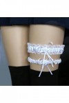 DOKLY Lot de 2 porte-jarretelles élastiques en dentelle douce avec nœud pour la cuisse