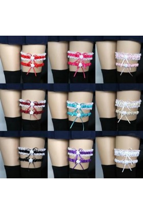 DOKLY Lot de 2 porte-jarretelles élastiques en dentelle douce avec nœud pour la cuisse